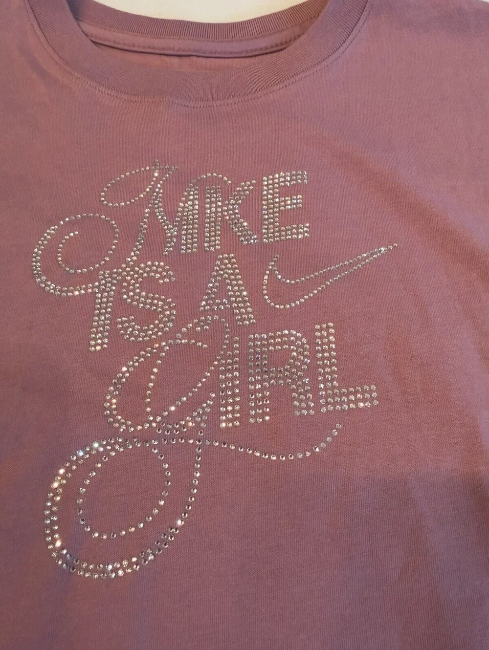 Nike Kids Make USA Girl Rhinestone Graphic Tee Medium Purple NWT HF5986-523 M